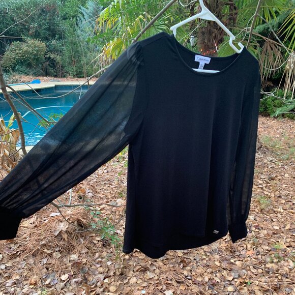 Calvin Klein M9HH7844 Crew Neck Chiffon Sleeve Blouse Sz S - Picture 16 of 16